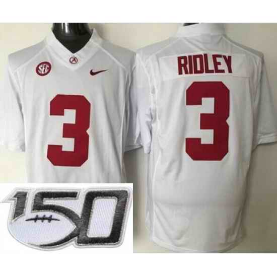 Alabama Crimson Tide 3 Calvin Ridley White College Stitched 150th Anniversary Patch Jersey